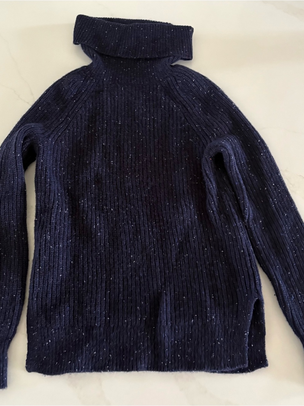 GAP Navy Speckled Turtleneck Rib Knit Sweater